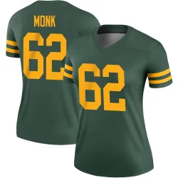 Green Bay Packers Women's Legend Green Alternate Jersey (62 Jacob Monk)