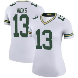 Green Bay Packers Women's Legend White Color Rush Jersey (13 Dontayvion Wicks)