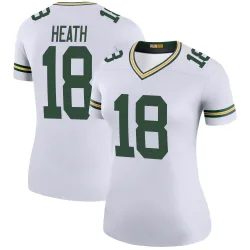 Green Bay Packers Women's Legend White Color Rush Jersey (18 Malik Heath)