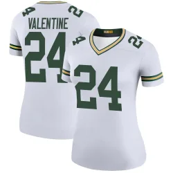 Green Bay Packers Women's Legend White Color Rush Jersey (24 Carrington Valentine)