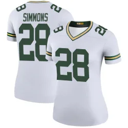 Green Bay Packers Women's Legend White Color Rush Jersey (28 Isaiah Simmons)