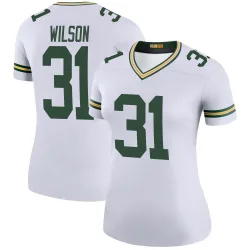 Green Bay Packers Women's Legend White Color Rush Jersey (31 Emanuel Wilson)