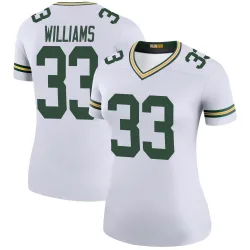 Green Bay Packers Women's Legend White Color Rush Jersey (33 Evan Williams)