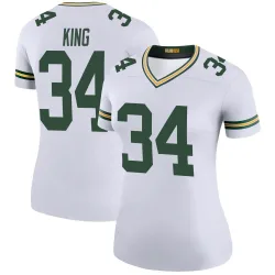 Green Bay Packers Women's Legend White Color Rush Jersey (34 Kalen King)