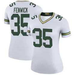 Green Bay Packers Women's Legend White Color Rush Jersey (35 Deshaun Fenwick)