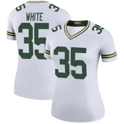 Green Bay Packers Women's Legend White Color Rush Jersey (35 Jalen White)