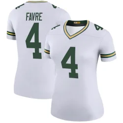 Green Bay Packers Women's Legend White Color Rush Jersey (4 Brett Favre)