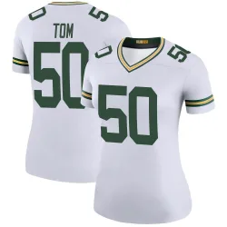Green Bay Packers Women's Legend White Color Rush Jersey (50 Zach Tom)