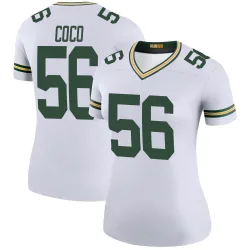 Green Bay Packers Women's Legend White Color Rush Jersey (56 Jack Coco)