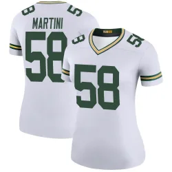 Green Bay Packers Women's Legend White Color Rush Jersey (58 Greer Martini)