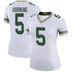 Green Bay Packers Women's Legend White Color Rush Jersey (5 Paul Hornung)