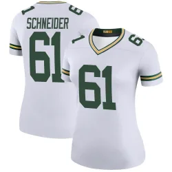 Green Bay Packers Women's Legend White Color Rush Jersey (61 Cole Schneider)