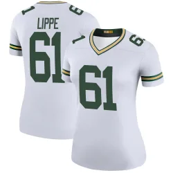 Green Bay Packers Women's Legend White Color Rush Jersey (61 J.J. Lippe)