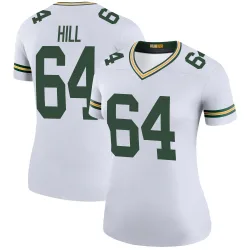 Green Bay Packers Women's Legend White Color Rush Jersey (64 Trey Hill)