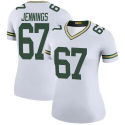 Green Bay Packers Women's Legend White Color Rush Jersey (67 Donovan Jennings)