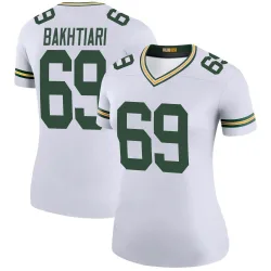 Green Bay Packers Women's Legend White Color Rush Jersey (69 David Bakhtiari)