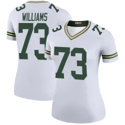 Green Bay Packers Women's Legend White Color Rush Jersey (73 John Williams)