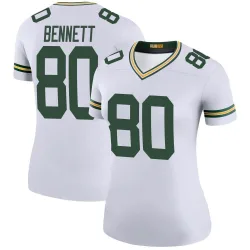 Green Bay Packers Women's Legend White Color Rush Jersey (80 Martellus Bennett)