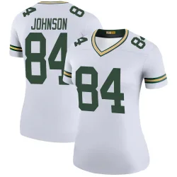 Green Bay Packers Women's Legend White Color Rush Jersey (84 Cornelius Johnson)
