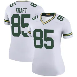 Green Bay Packers Women's Legend White Color Rush Jersey (85 Tucker Kraft)