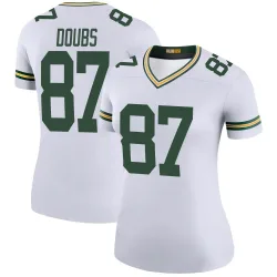 Green Bay Packers Women's Legend White Color Rush Jersey (87 Romeo Doubs)