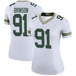 Green Bay Packers Women's Legend White Color Rush Jersey (91 Warren Brinson)