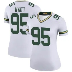 Green Bay Packers Women's Legend White Color Rush Jersey (95 Devonte Wyatt)