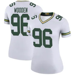 Green Bay Packers Women's Legend White Color Rush Jersey (96 Colby Wooden)