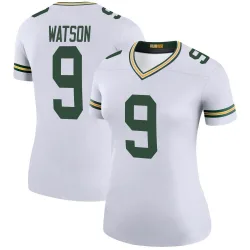 Green Bay Packers Women's Legend White Color Rush Jersey (9 Christian Watson)
