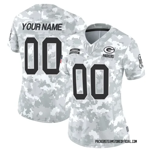 Green Bay Packers Women's Limited Arctic Camo 2024 Salute to Service Jersey (00 Custom)