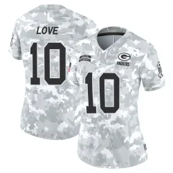 Green Bay Packers Women's Limited Arctic Camo 2024 Salute to Service Jersey (10 Jordan Love)
