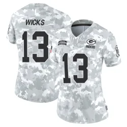 Green Bay Packers Women's Limited Arctic Camo 2024 Salute to Service Jersey (13 Dontayvion Wicks)