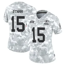 Green Bay Packers Women's Limited Arctic Camo 2024 Salute to Service Jersey (15 Bart Starr)