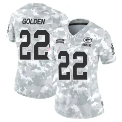 Green Bay Packers Women's Limited Arctic Camo 2024 Salute to Service Jersey (22 Matthew Golden)