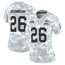 Green Bay Packers Women's Limited Arctic Camo 2024 Salute to Service Jersey (26 Micah Robinson)