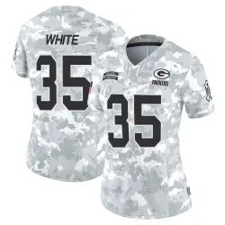 Green Bay Packers Women's Limited Arctic Camo 2024 Salute to Service Jersey (35 Jalen White)