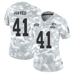 Green Bay Packers Women's Limited Arctic Camo 2024 Salute to Service Jersey (41 Kaleb Hayes)