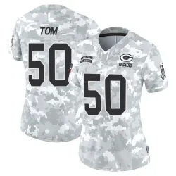 Green Bay Packers Women's Limited Arctic Camo 2024 Salute to Service Jersey (50 Zach Tom)