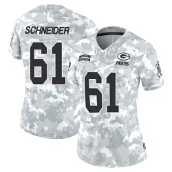 Green Bay Packers Women's Limited Arctic Camo 2024 Salute to Service Jersey (61 Cole Schneider)