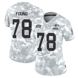 Green Bay Packers Women's Limited Arctic Camo 2024 Salute to Service Jersey (78 Cameron Young)