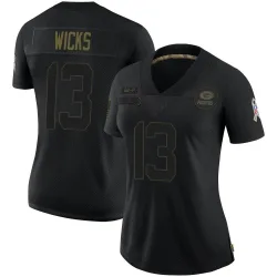 Green Bay Packers Women's Limited Black 2020 Salute To Service Jersey (13 Dontayvion Wicks)