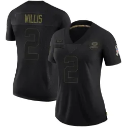 Green Bay Packers Women's Limited Black 2020 Salute To Service Jersey (2 Malik Willis)