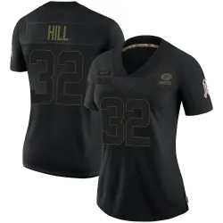 Green Bay Packers Women's Limited Black 2020 Salute To Service Jersey (32 Kylin Hill)