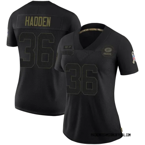 Green Bay Packers Women's Limited Black 2020 Salute To Service Jersey (36 Kamal Hadden)