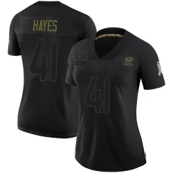 Green Bay Packers Women's Limited Black 2020 Salute To Service Jersey (41 Kaleb Hayes)