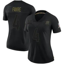 Green Bay Packers Women's Limited Black 2020 Salute To Service Jersey (4 Brett Favre)