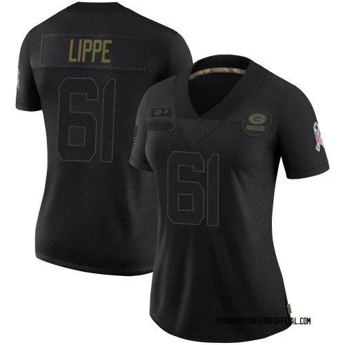 Green Bay Packers Women's Limited Black 2020 Salute To Service Jersey (61 J.J. Lippe)