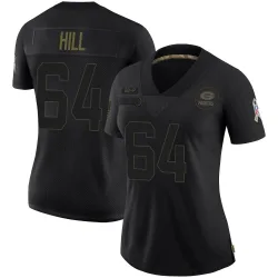 Green Bay Packers Women's Limited Black 2020 Salute To Service Jersey (64 Trey Hill)