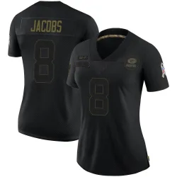 Green Bay Packers Women's Limited Black 2020 Salute To Service Jersey (8 Josh Jacobs)
