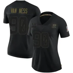 Green Bay Packers Women's Limited Black 2020 Salute To Service Jersey (90 Lukas Van Ness)